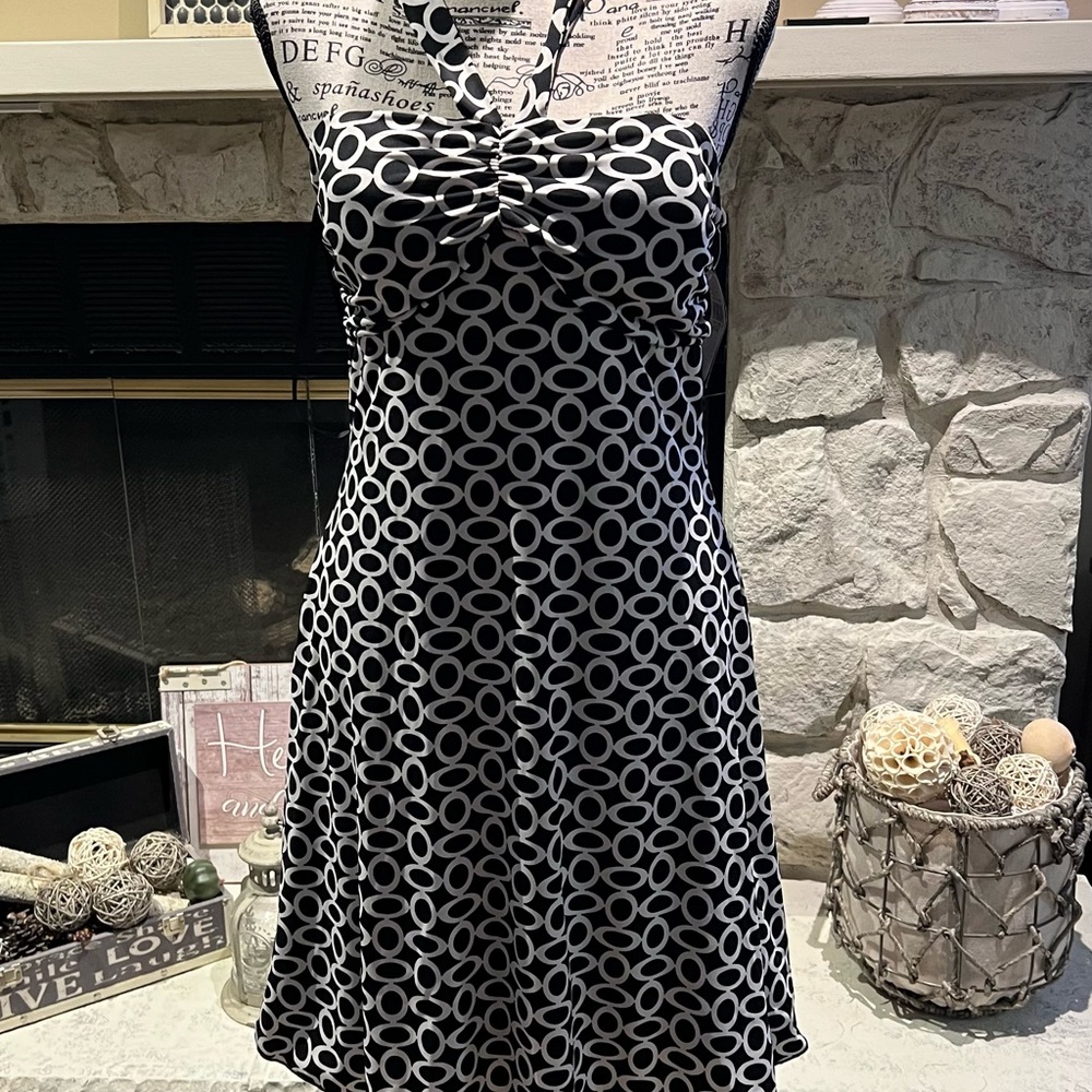 Deb Black and White Halter Sundress for Cocktail Night Out